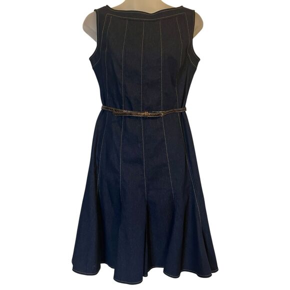 Sandra Darren Dark Denim Dress 4P | Fall Layering, Office Chic - Picture 1 of 12